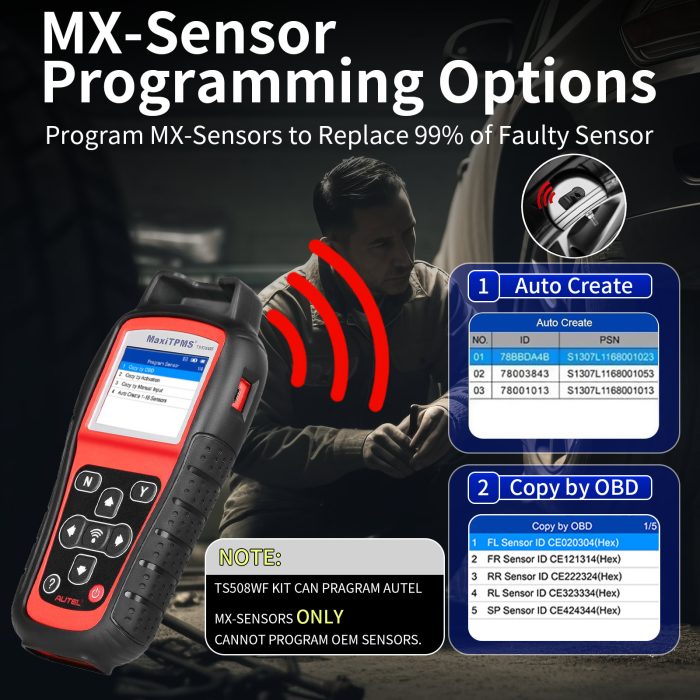 100% Original Autel MaxiTPMS TS508WF Diagnostic and Service Tool plus 4PCS Autel MX-Sensor 433MH - Image 3
