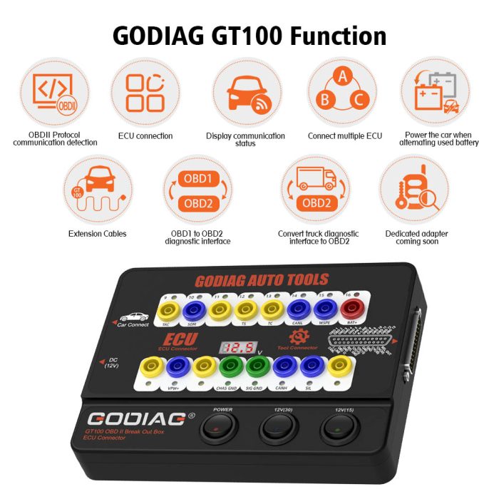 GODIAG GT100 AUTO TOOLS OBD II Break Out Box ECU Connector work with Autel IM608/ MaxiSys Elite - Image 4