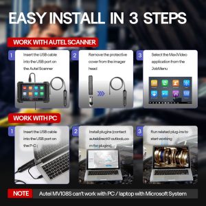 Autel MaxiVideo MV108S 8.5mm Digital Inspection Camera for MaxiSys Tablet Kit - Image 2