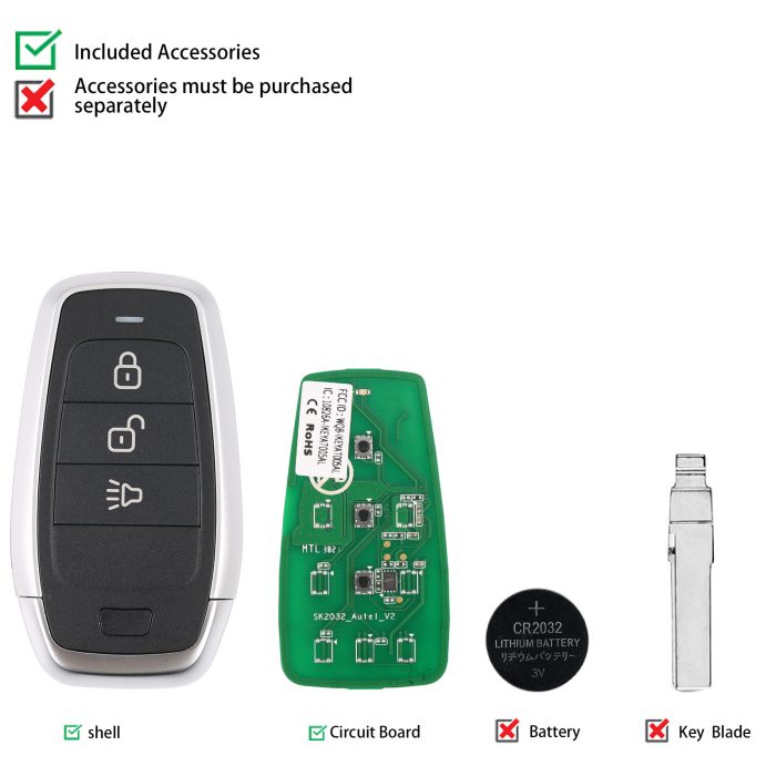 AUTEL IKEYAT003AL Independent 3 Buttons Key 10 pcs - Image 2