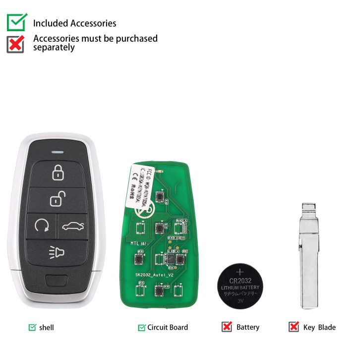 AUTEL IKEYAT005BL Independent 5 Buttons Universal Smart Key Remote Start / Trunk 5pcs/lot - Image 3