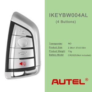 AUTEL Razor IKEYBW004AL BMW 4 Buttons Smart Universal Key Compatible with BMW and Other 700+ Car Makes 5pcs/lot - Image 2