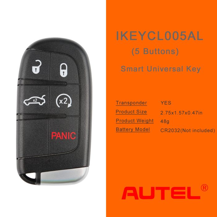 AUTEL IKEYCL005AL 5 Buttons Smart Universal Key for Chrysler 5pcs/lot - Image 2