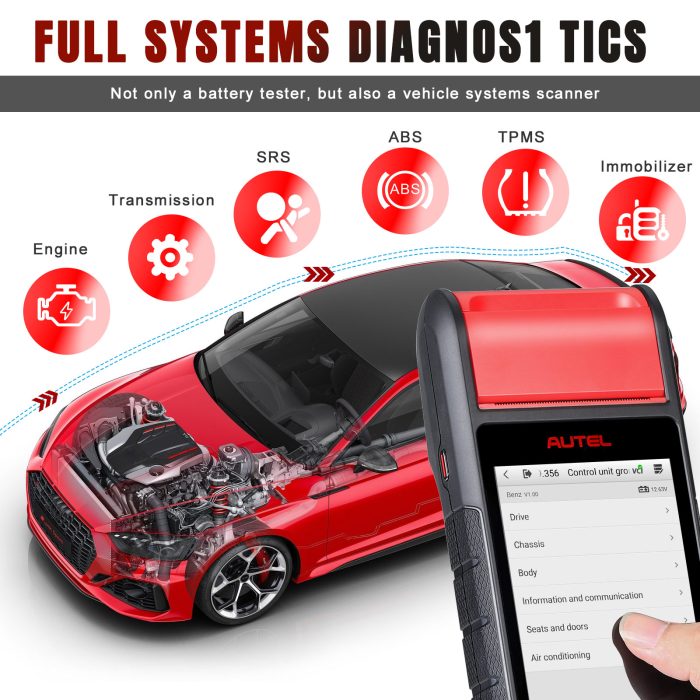 Autel MaxiBAS BT608E OBD2 Scanner Built-in Thermal Printer Touchscreen Battery Tester - Image 7