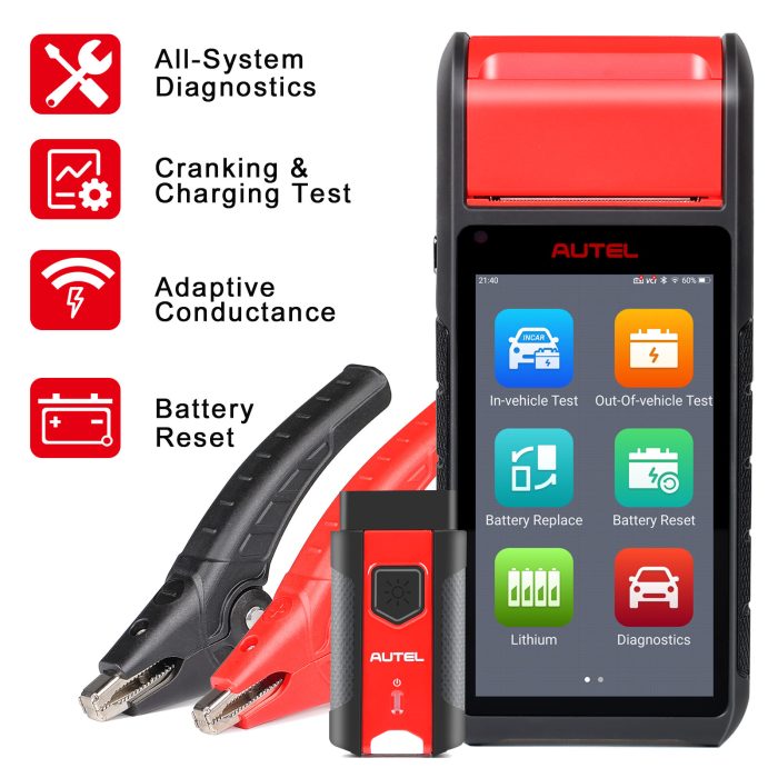 Autel MaxiBAS BT608E OBD2 Scanner Built-in Thermal Printer Touchscreen Battery Tester - Image 6