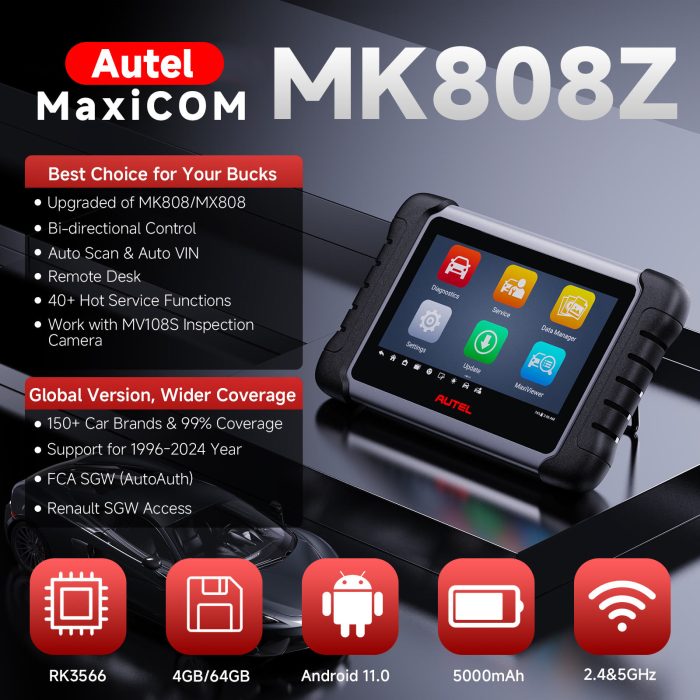 Autel MaxiCOM MK808S MK808Z Automotive Diagnostic Tablet with Android 11 Operating System Upgraded Version of MK808 - Image 7