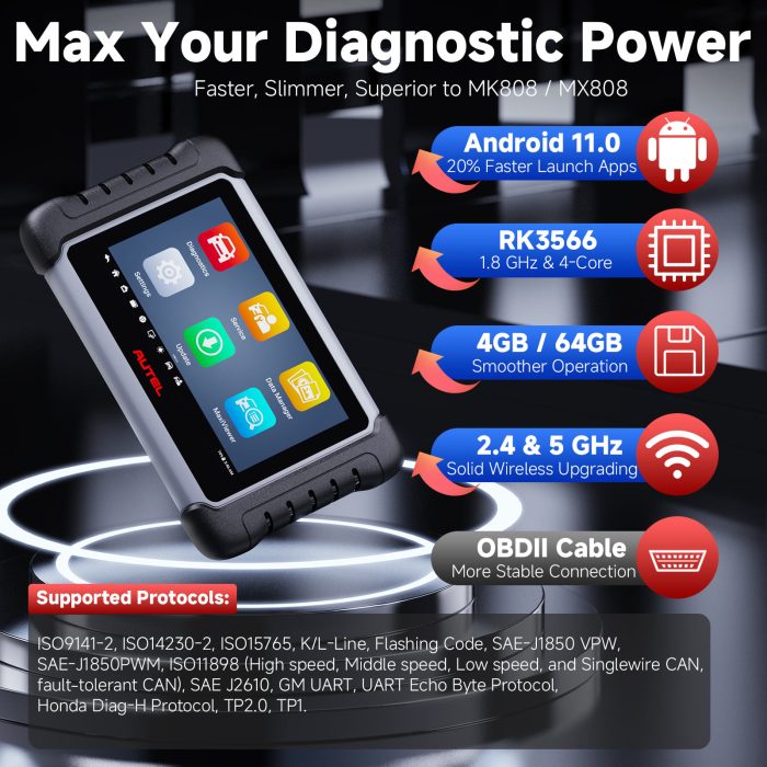 Autel MaxiCOM MK808S MK808Z Automotive Diagnostic Tablet with Android 11 Operating System Upgraded Version of MK808 - Image 8