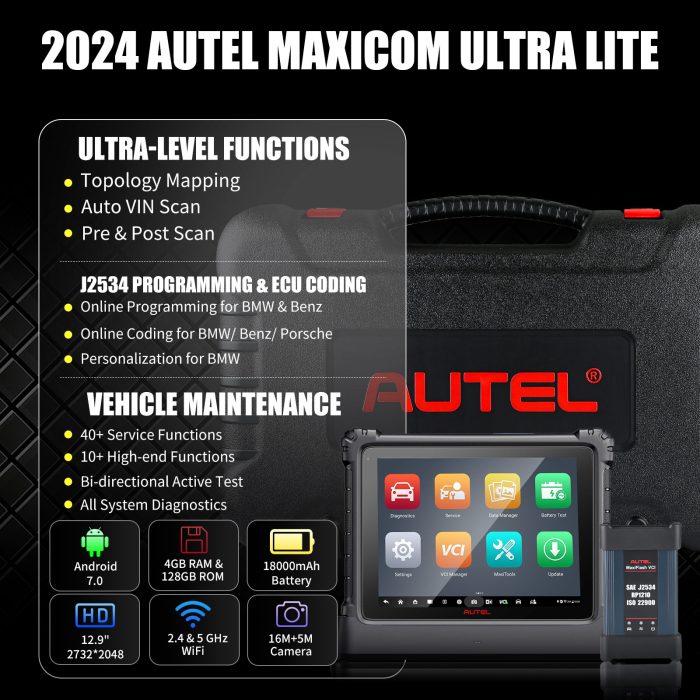 2025 Autel MaxiCOM Ultra Lite Auto Diagnostic Tool Support Topology Mapping & Guided Function - Image 2