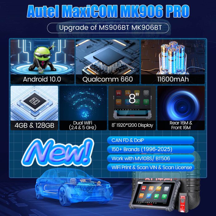 Autel MaxiCOM MK906 PRO Scanner Upgraded of MS906 Pro/ MK906BT Diagnostic Tool with Advanced ECU Coding - Image 6