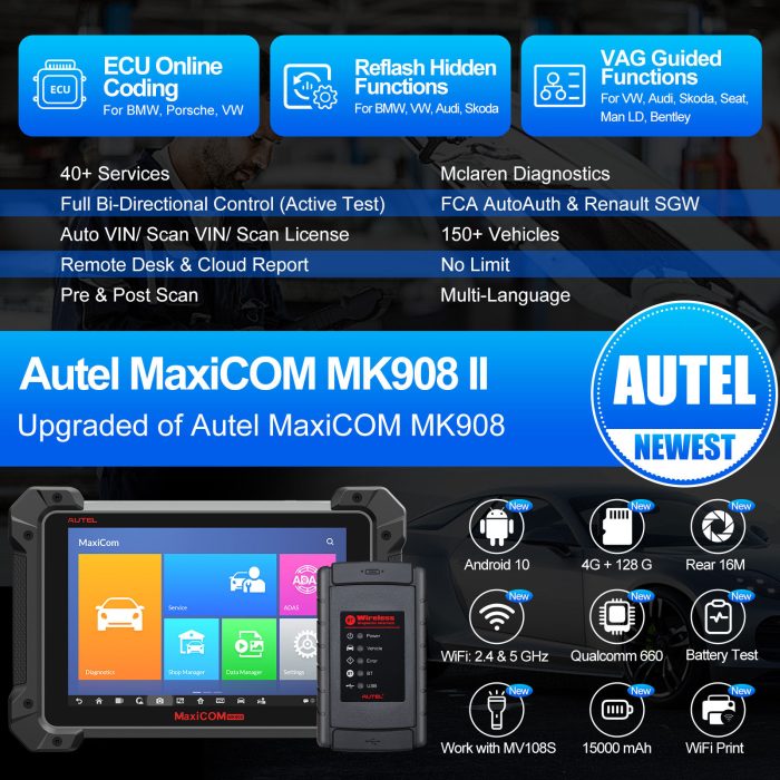 Autel MaxiCOM MK908 II Diagnostic Tablet WiFi Printing Refresh Hidden Functions (Updated Version of MK908) - Image 3
