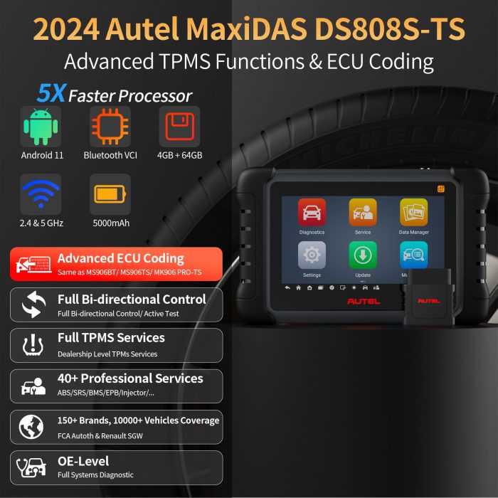 Autel MaxiDAS DS808S-TS Wireless All Systems Diagnostic Tool Full TPMS Programming 40+ Services (Upgraded of MP808S/ DS808TS) - Image 7
