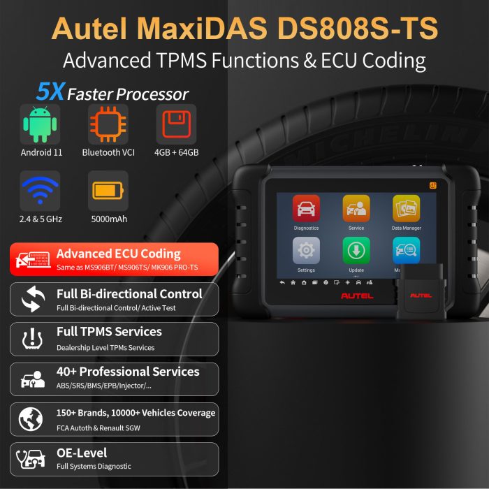Autel MaxiDAS DS808S-TS Wireless All Systems Diagnostic Tool Full TPMS Programming 40+ Services (Upgraded of MP808S/ DS808TS) - Image 10