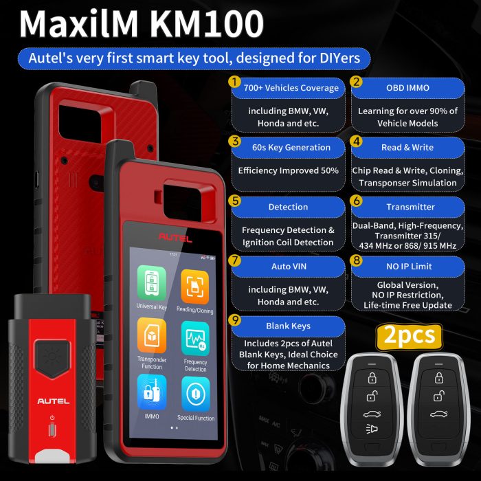 Autel MaxiIM KM100 KM100E Auto Key IMMO Universal Key Generator Kit in Open OBD Mode Function Free Update Online - Image 10