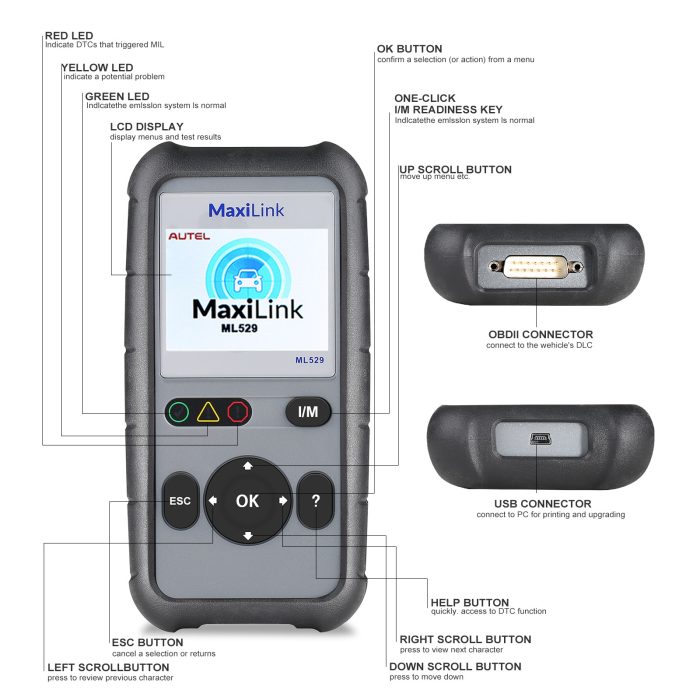 Autel MaxiLink ML529 OBD2 Scanner (Updated Version of AL519) Auto Check Engine Light Automotive Diagnostic Code Reader with Enhanced Mode 6 - Image 5
