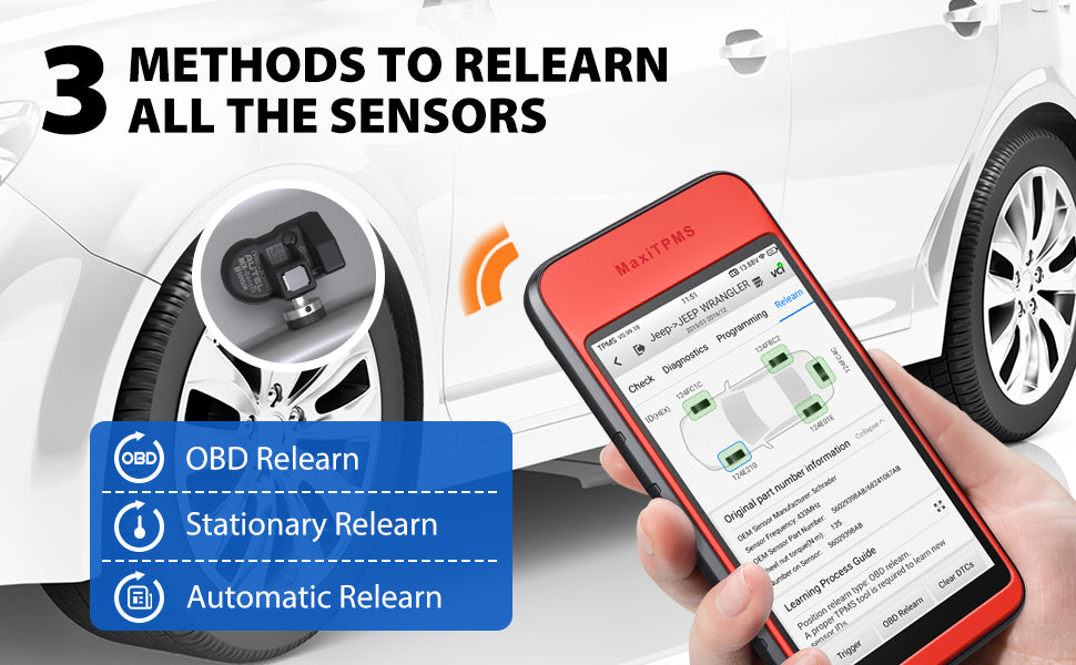Autel MaxiTPMS ITS600 Scanner Provide 3 Sensor Realearn Methods